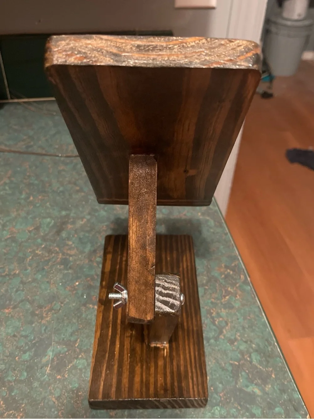 Handmade Wooden Phone or Tablet Stand in Warm Brown